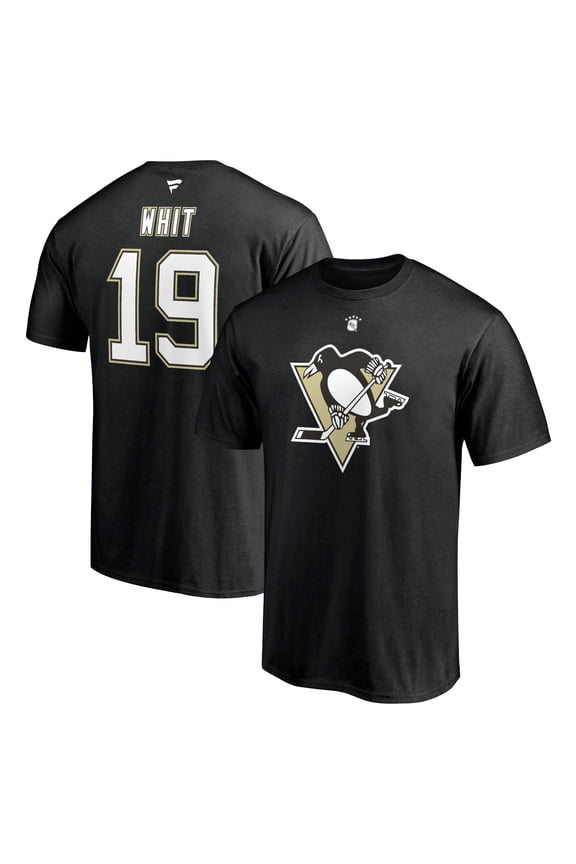 Men's Fanatics Ryan Whitney Black Pittsburgh Penguins Authentic Stack Retired Player Nickname & Number T-Shirt
