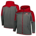 thumbnail image 1 of Men's Fanatics Scarlet/Gray Ohio State Buckeyes Big & Tall Pieced Full-Zip Hoodie Jacket, 1 of 3