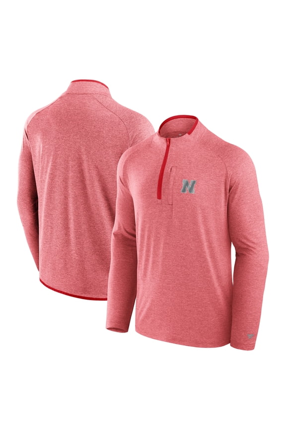 Men's Fanatics Scarlet Nebraska Huskers Mock Neck Half-Zip Pullover Jacket