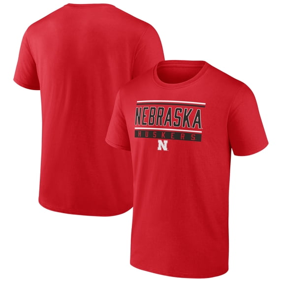 Men's Scarlet Nebraska Huskers Stripe & Block T-Shirt