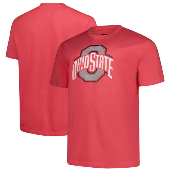 Men's-Fanatics Scarlet Ohio State Buckeyes Big & Tall Distressed Vintage Logo T-Shirt