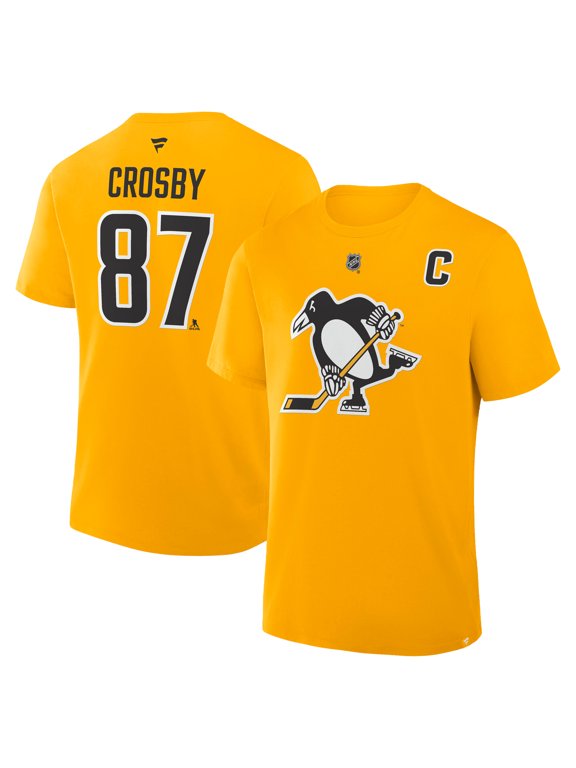 Men's Fanatics Sidney Crosby Gold Pittsburgh Penguins Authentic Stack Name & Number T-Shirt