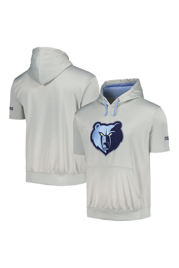 Men's Fanatics Silver/Light Blue Memphis Grizzlies Short Sleeve Pullover Hoodie