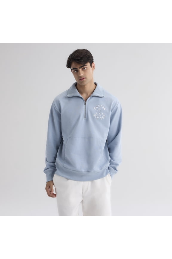 Men's Fanatics Sky Blue Boston Red Sox Iconic Terry Quarter-Zip Sweatshirt