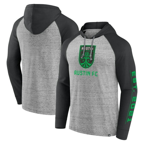 Men's Fanatics Steel Austin FC Deflection Raglan Pullover Hoodie