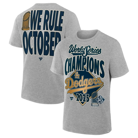 Men's Fanatics Steel Los Angeles Dodgers 2025 World Series Champions Locker Room Authentic T-Shirt