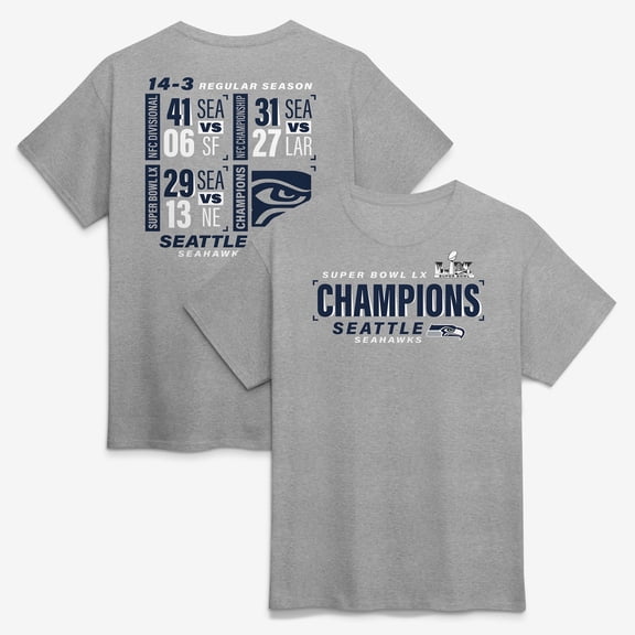 Men's Fanatics Steel Seattle Seahawks Super Bowl LX Champions Counting Points Score T-Shirt