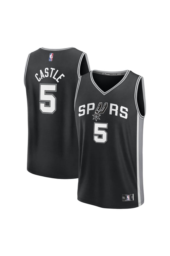 Men's Fanatics Stephon Castle Black San Antonio Spurs Fast Break Replica Jersey - Icon Edition