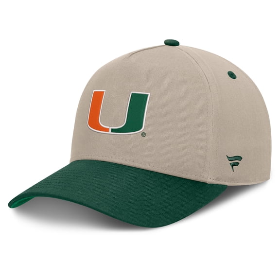 Men's Fanatics Stone/Green Miami Hurricanes Veteran Two-Tone Adjustable Hat