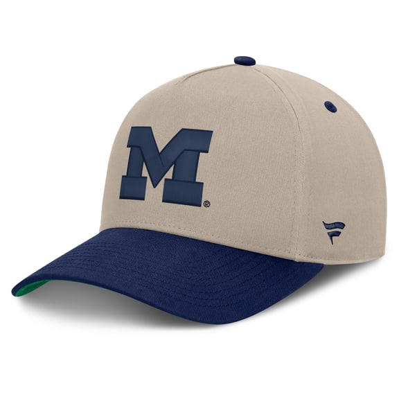 Men's Fanatics Stone/Navy Michigan Wolverines Veteran Two-Tone Adjustable Hat