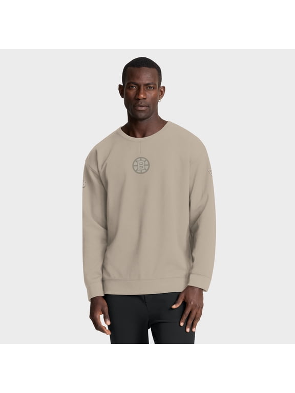Men's Fanatics Tan Boston Bruins Authentic Pro Road Tri-Blend Sweatshirt