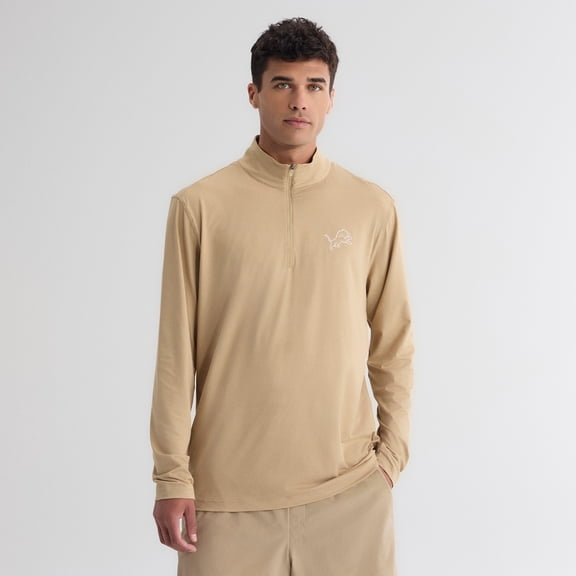 Men's Fanatics Tan Detroit Lions Clutch Quarter-Zip Pullover