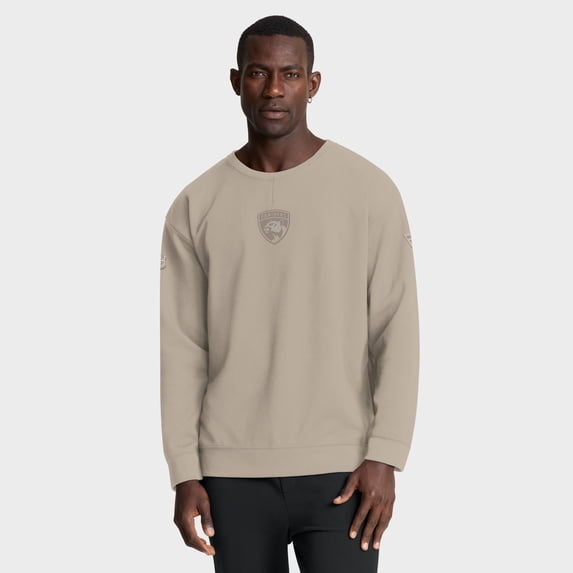 Men's Fanatics Tan Florida Panthers Authentic Pro Road Tri-Blend Sweatshirt