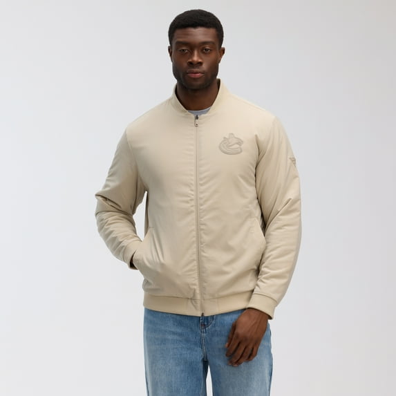 Men's Fanatics Tan Vancouver Canucks Authentic Pro Road Lightweight Full-Zip Bomber Jacket