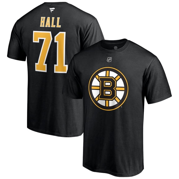 Men's Fanatics Taylor Hall Black Boston Bruins Authentic Stack Name & Number T-Shirt