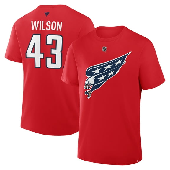 Men's Fanatics Tom Wilson Red Washington Capitals Authentic Stack Name & Number T-Shirt