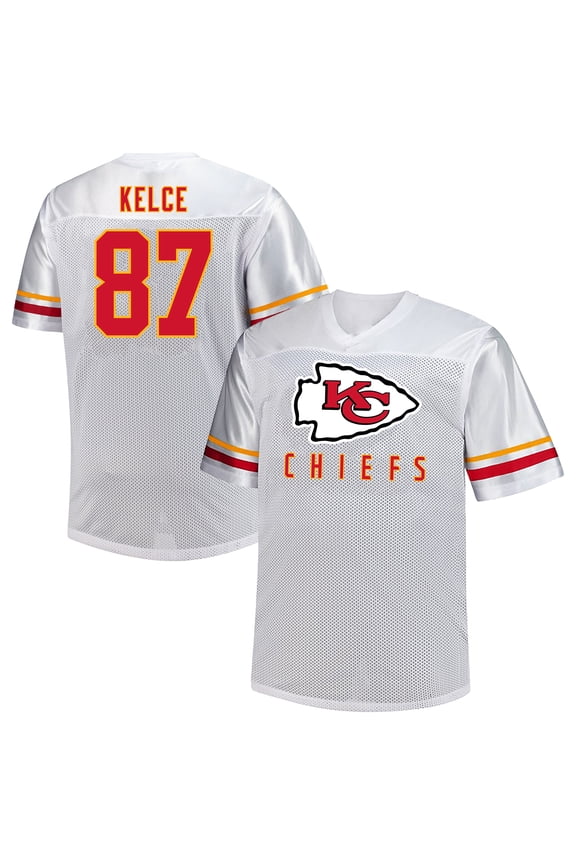 Men's-Fanatics Travis Kelce White Kansas City Chiefs Big & Tall V-Neck Fashion Jersey
