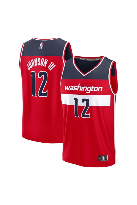 Men's Fanatics Tre Johnson III Red Washington Wizards 2025 NBA Draft First Round Pick Fast Break Replica Jersey - Icon