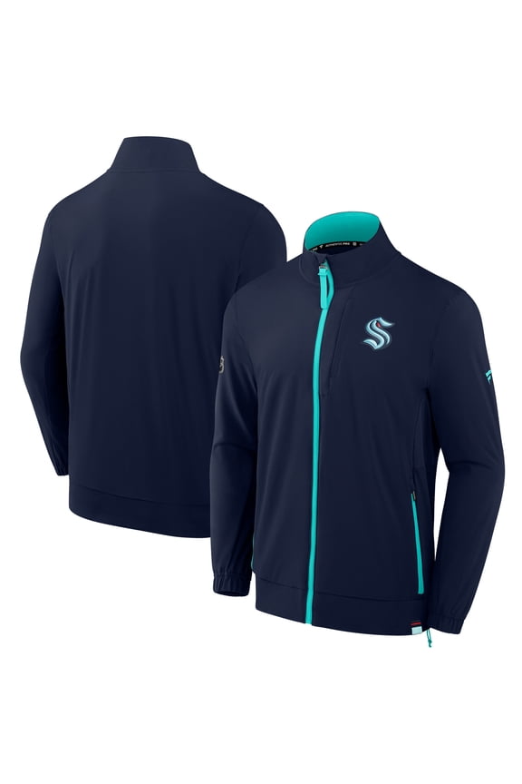 Men's Fanatics True Navy Seattle Kraken Authentic Pro Rink Coaches Full-Zip Jacket
