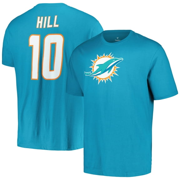 Men's Fanatics Tyreek Hill Aqua Miami Dolphins Big & Tall Player Name & Number T-Shirt