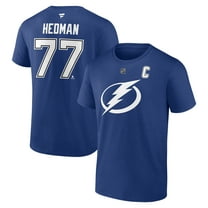 Men's Fanatics Victor Hedman Blue Tampa Bay Lightning Authentic Stack Name & Number T-Shirt