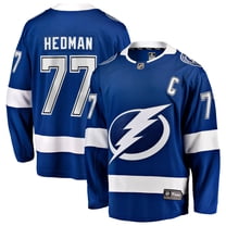 Men's Fanatics Victor Hedman Blue Tampa Bay Lightning Home Captain Patch Breakaway Jersey