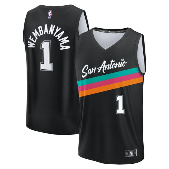 Men's Fanatics Victor Wembanyama Black San Antonio Spurs 2025/26 City Edition Fast Break Jersey