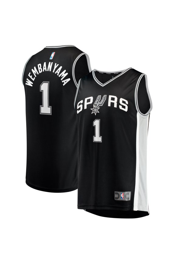 Men's Fanatics Victor Wembanyama Black San Antonio Spurs  Fast Break Replica Jersey - Icon Edition