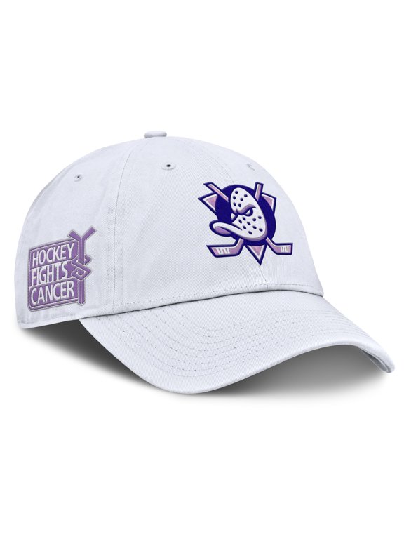 Men's-Fanatics White Anaheim Ducks Authentic Pro Hockey Fights Cancer Adjustable Hat
