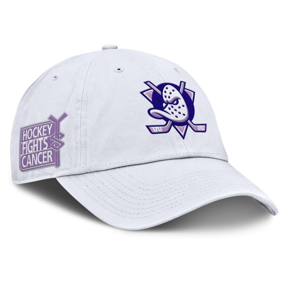 Men's-Fanatics White Anaheim Ducks Authentic Pro Hockey Fights Cancer Adjustable Hat