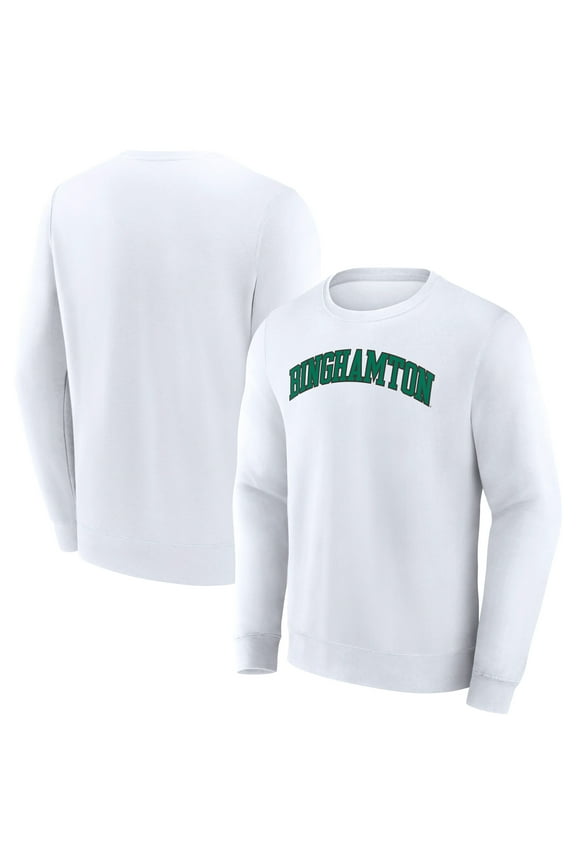 Men's Fanatics White Binghamton Bearcats Short Name Pullover Sweatshirt