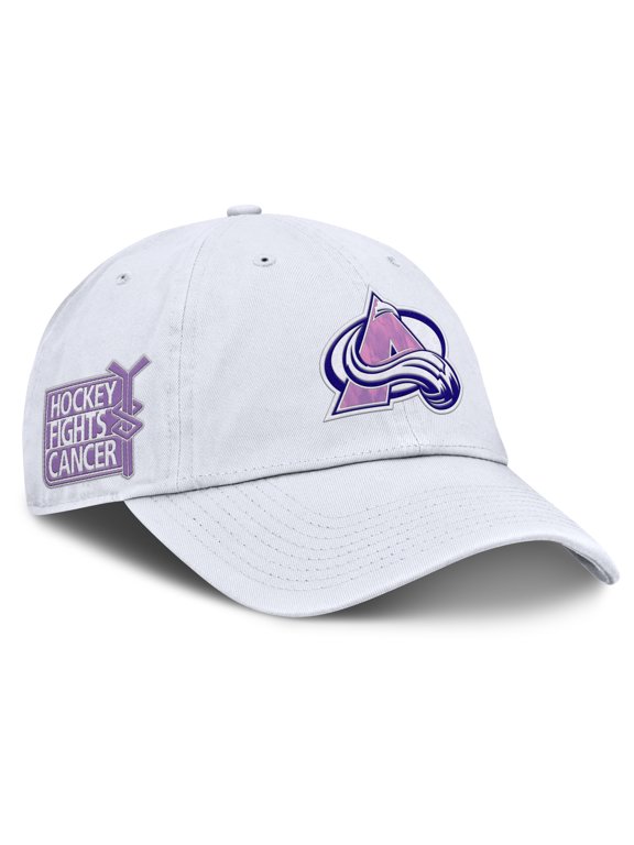 Men's-Fanatics White Colorado Avalanche Authentic Pro Hockey Fights Cancer Adjustable Hat