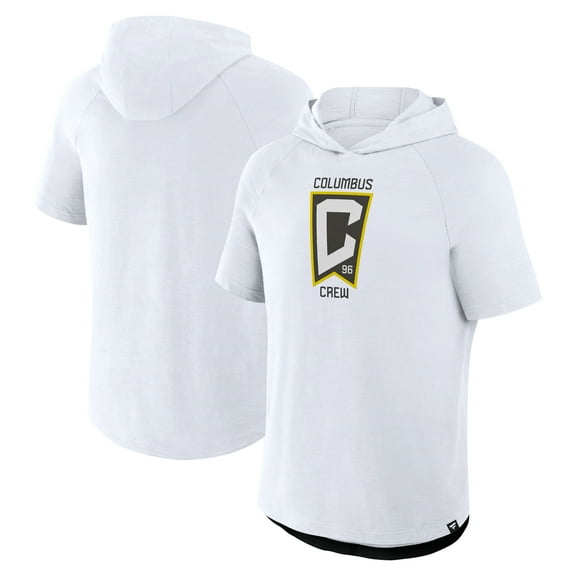 Men's Fanatics White Columbus Crew Hat Trick Stadium Slub Raglan Short Sleeve Pullover Hoodie