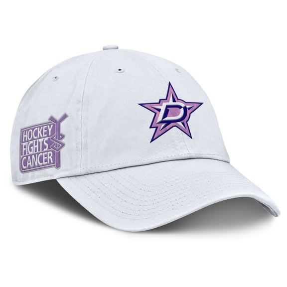 Men's-Fanatics  White Dallas Stars Authentic Pro Hockey Fights Cancer Adjustable Hat