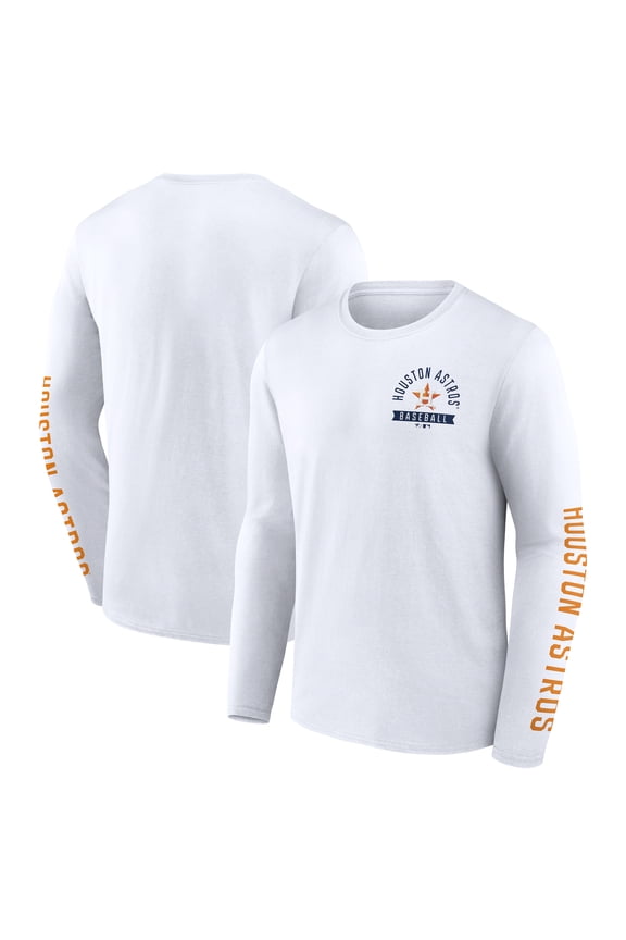 Men's Fanatics White Houston Astros Press Box Long Sleeve T-Shirt