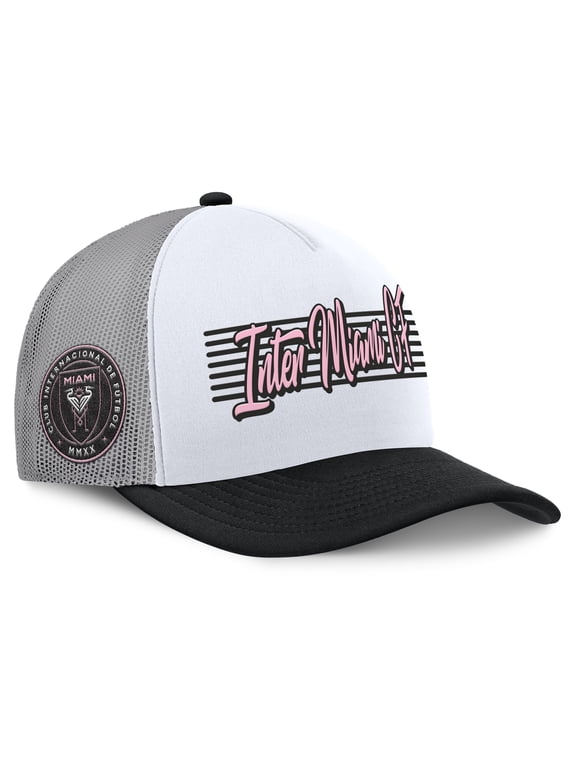 Men's Fanatics White Inter Miami CF On Deck A-Frame Trucker Adjustable Hat
