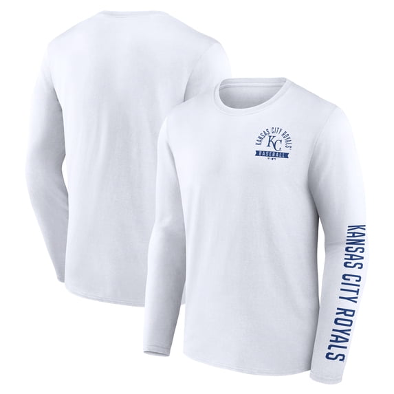 Men's Fanatics White Kansas City Royals Press Box Long Sleeve T-Shirt