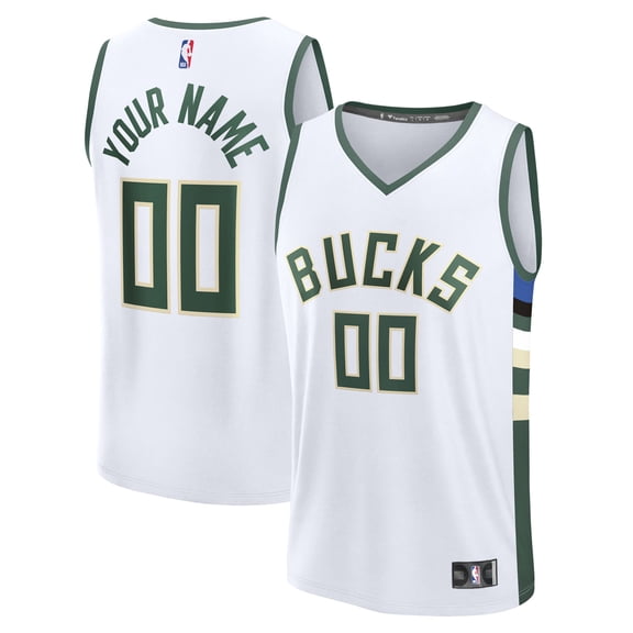 Men's Fanatics White Milwaukee Bucks Fast Break Custom Jersey - Association Edition