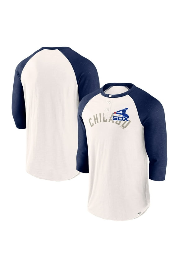 Men's Fanatics White/Navy Chicago White Sox Backdoor Slider Raglan 3/4-Sleeve T-Shirt