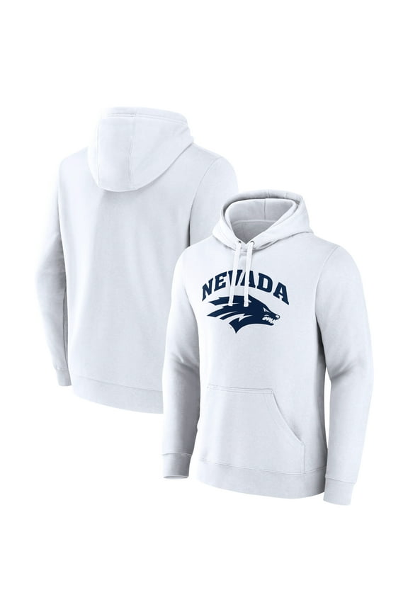 Men's Fanatics White Nevada Wolf Pack Primary Logo Pullover Hoodie