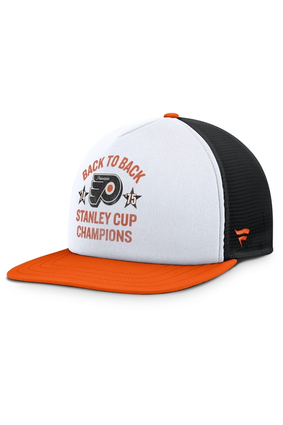 Men's Fanatics White/Orange Philadelphia Flyers Decades Collection Foam Front Snapback Hat