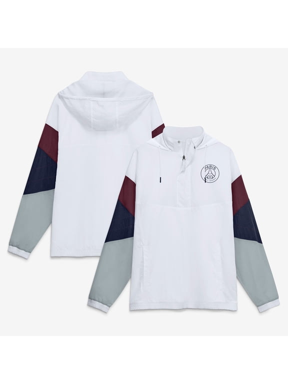 Men's Fanatics White Paris Saint-Germain Hooded Quarter-Zip Track Jacket