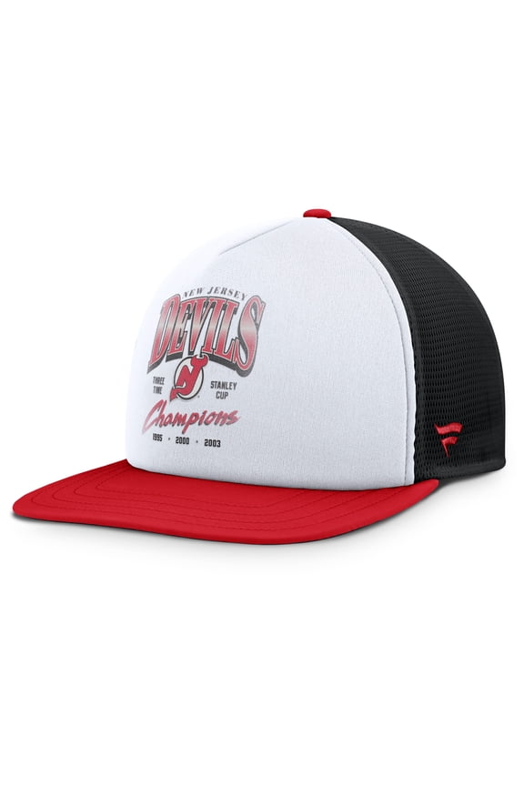 Men's Fanatics White/Red New Jersey Devils Decades Collection Foam Front Snapback Hat