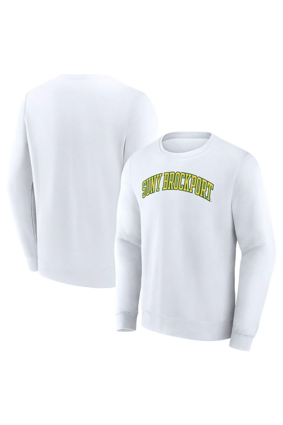 Men's Fanatics White SUNY Brockport Golden Eagles Short Name Pullover Sweatshirt