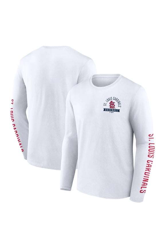Men's Fanatics White St. Louis Cardinals Press Box Long Sleeve T-Shirt