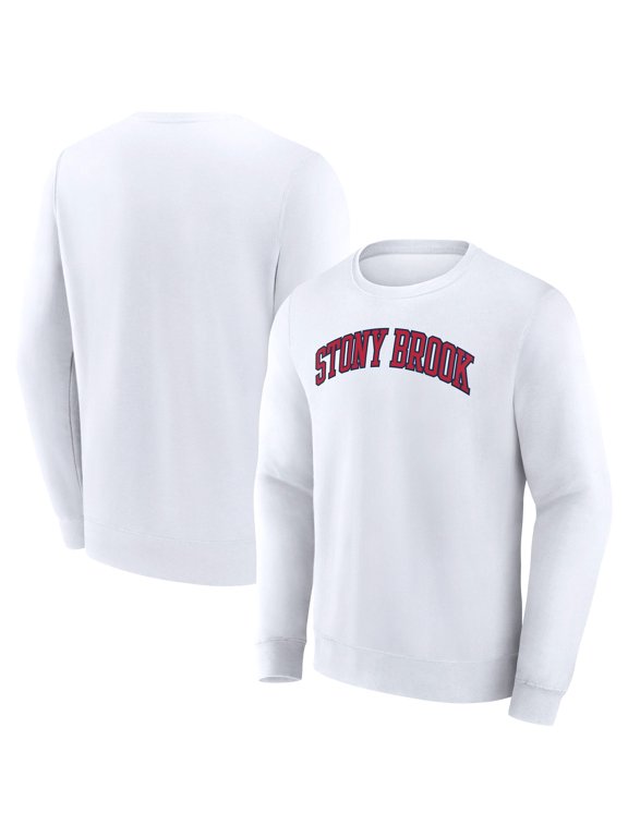 Men's Fanatics White Stony Brook Seawolves Short Name Pullover Sweatshirt