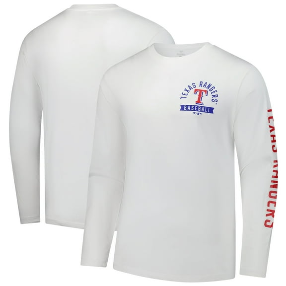Men's Fanatics  White Texas Rangers Press Box Long Sleeve T-Shirt