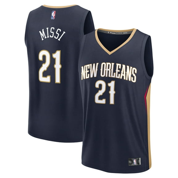 Men's Fanatics Yves Missi Navy New Orleans Pelicans 2024 NBA Draft Fast Break Player Jersey - Icon Edition