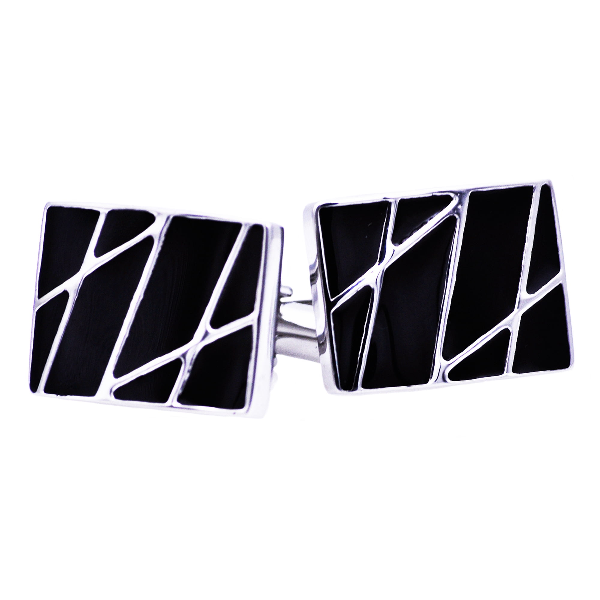 Men's Fancy Black Plated Stainless Steel Cuff Links