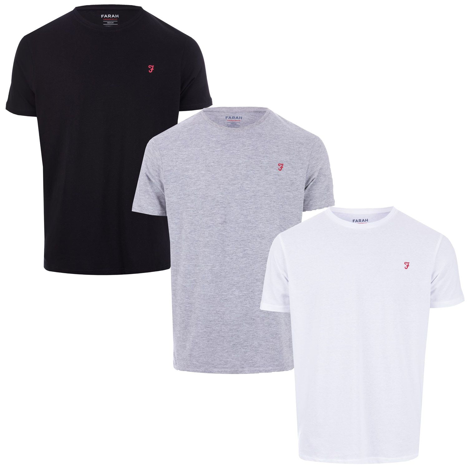 Men s Farah Merion 3 Pack Lounge T Shirts in Black Walmart
